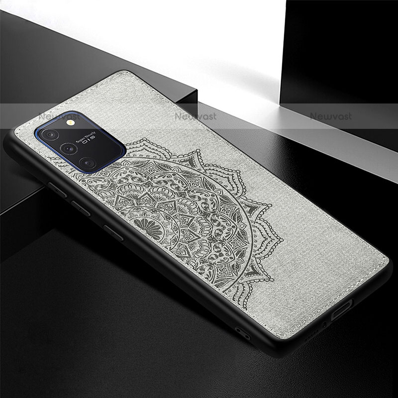 Ultra-thin Silicone Gel Soft Case Cover with Magnetic S04D for Samsung Galaxy A91 Gray