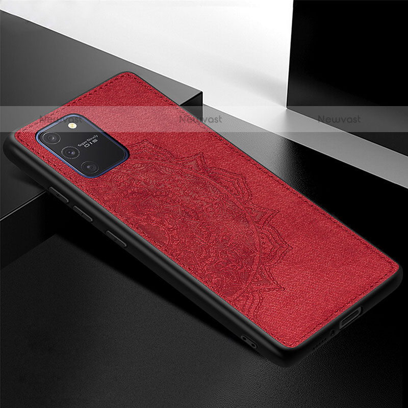 Ultra-thin Silicone Gel Soft Case Cover with Magnetic S04D for Samsung Galaxy A91 Red