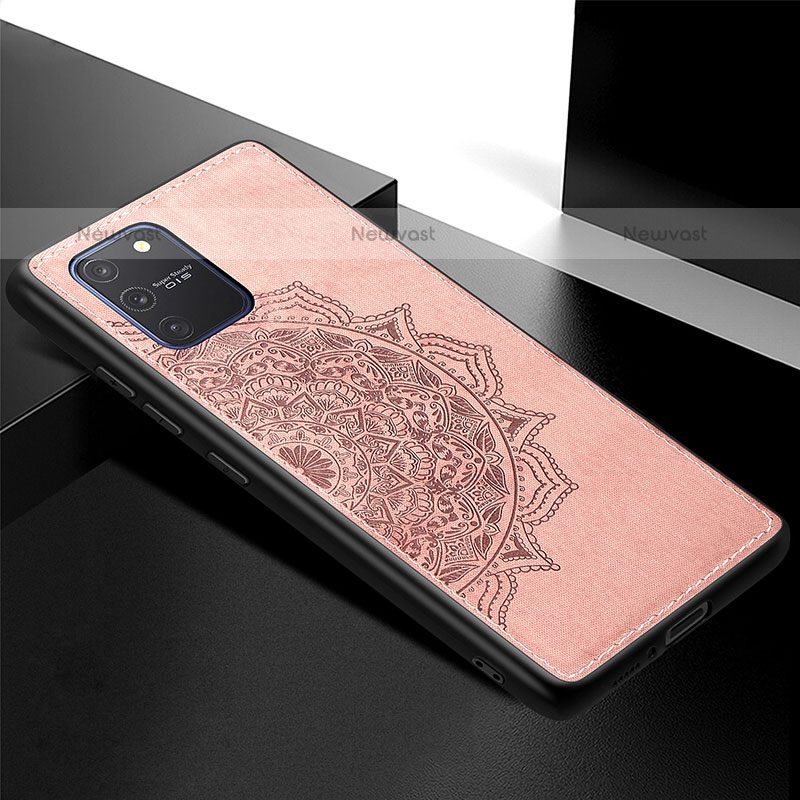 Ultra-thin Silicone Gel Soft Case Cover with Magnetic S04D for Samsung Galaxy A91 Rose Gold