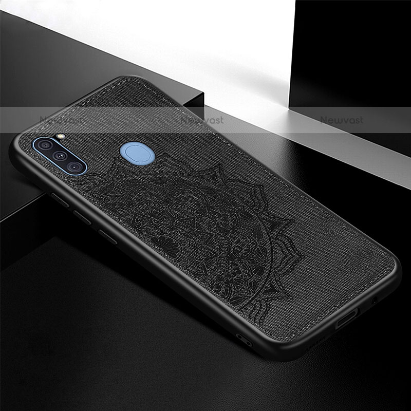 Ultra-thin Silicone Gel Soft Case Cover with Magnetic S04D for Samsung Galaxy M11 Black