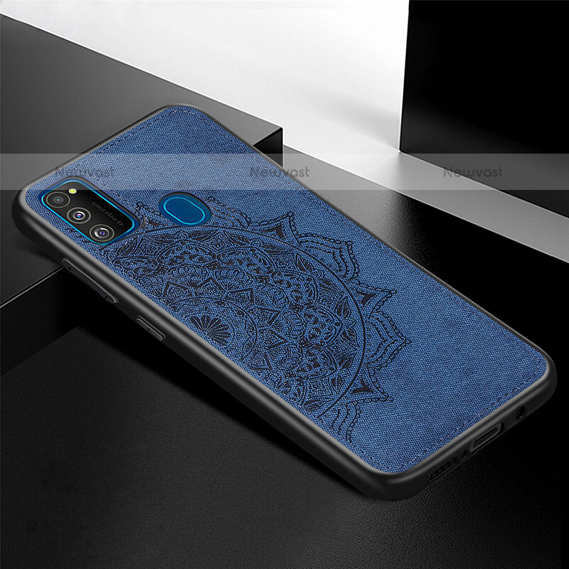 Ultra-thin Silicone Gel Soft Case Cover with Magnetic S04D for Samsung Galaxy M21 Blue