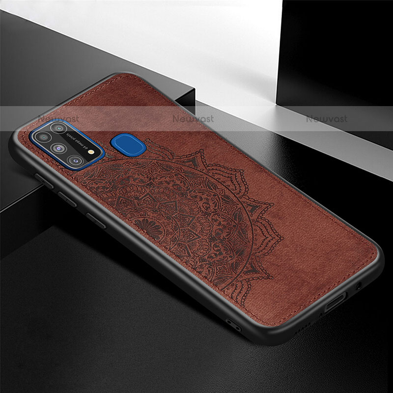 Ultra-thin Silicone Gel Soft Case Cover with Magnetic S04D for Samsung Galaxy M31 Brown