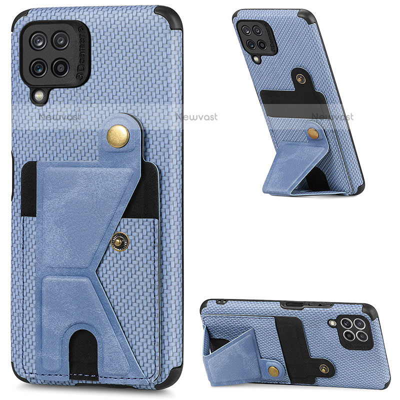 Ultra-thin Silicone Gel Soft Case Cover with Magnetic S04D for Samsung Galaxy M32 4G Blue