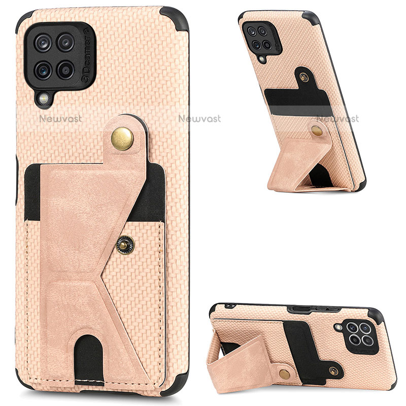 Ultra-thin Silicone Gel Soft Case Cover with Magnetic S04D for Samsung Galaxy M32 4G Gold