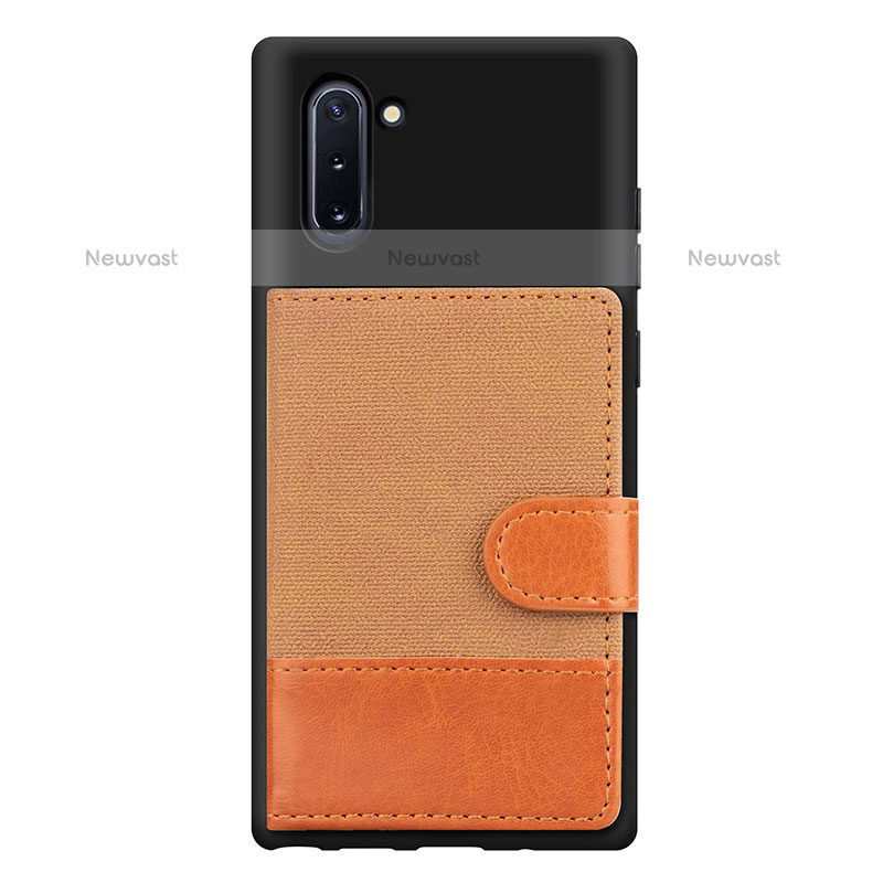 Ultra-thin Silicone Gel Soft Case Cover with Magnetic S04D for Samsung Galaxy Note 10 5G Brown