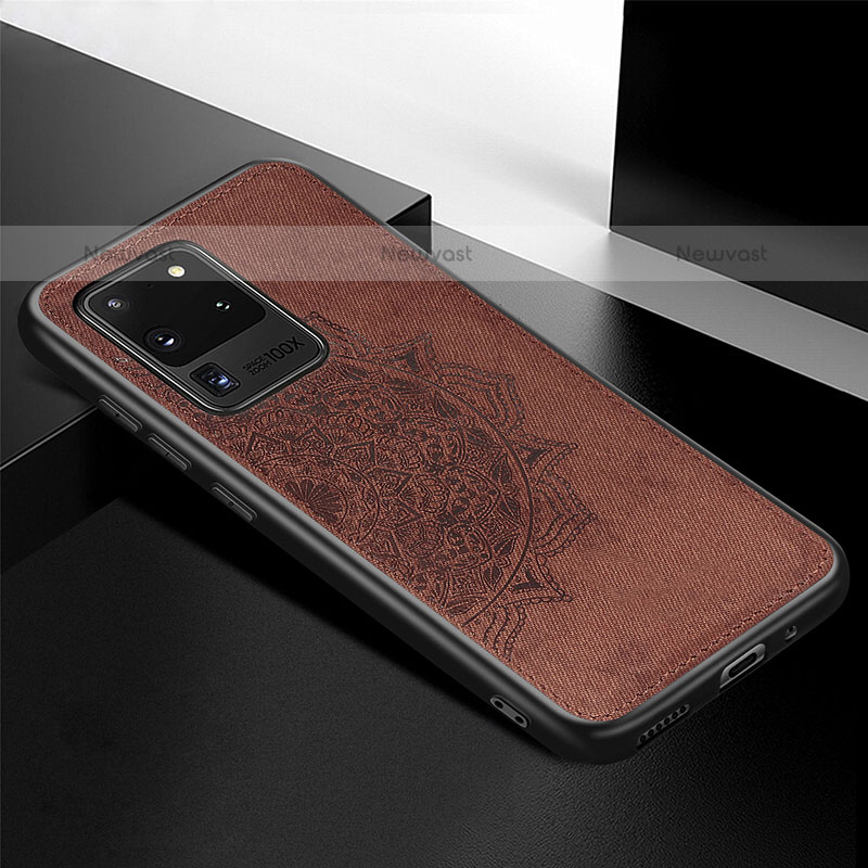 Ultra-thin Silicone Gel Soft Case Cover with Magnetic S04D for Samsung Galaxy S20 Ultra 5G Brown