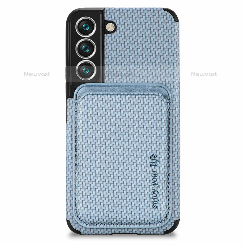 Ultra-thin Silicone Gel Soft Case Cover with Magnetic S04D for Samsung Galaxy S21 5G Blue