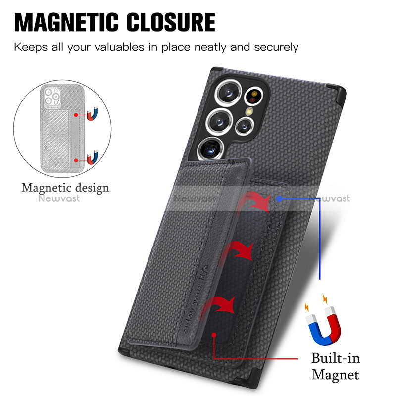 Ultra-thin Silicone Gel Soft Case Cover with Magnetic S04D for Samsung  Galaxy S24 Ultra 5G Blue
