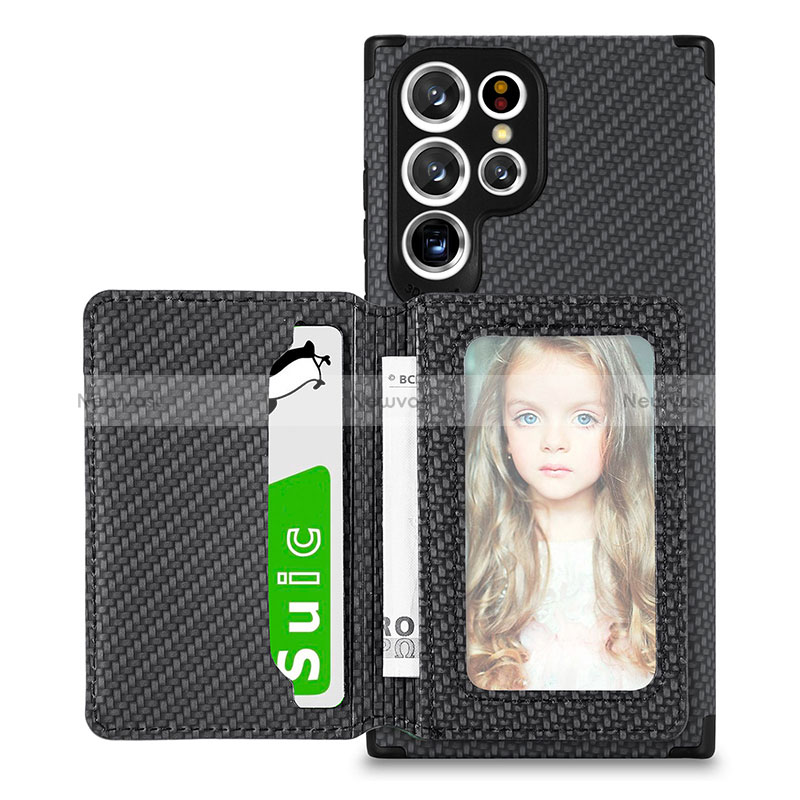 Ultra-thin Silicone Gel Soft Case Cover with Magnetic S04D for Samsung Galaxy S24 Ultra 5G