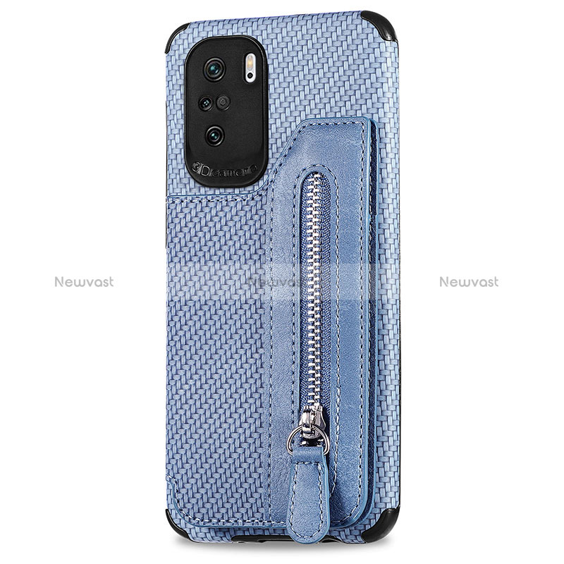 Ultra-thin Silicone Gel Soft Case Cover with Magnetic S04D for Xiaomi Poco F3 5G Blue