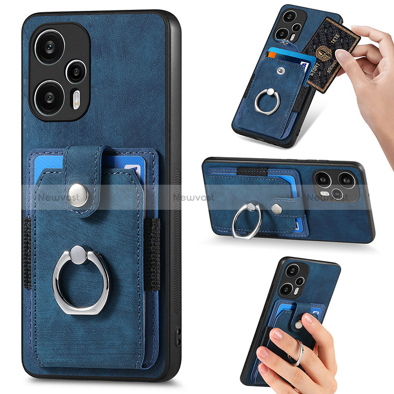 Ultra-thin Silicone Gel Soft Case Cover with Magnetic S04D for Xiaomi Poco F5 5G Blue