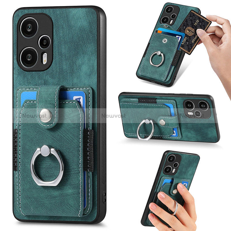 Ultra-thin Silicone Gel Soft Case Cover with Magnetic S04D for Xiaomi Poco F5 5G Green