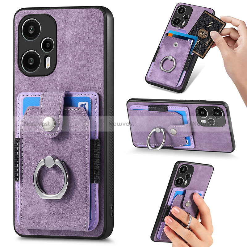 Ultra-thin Silicone Gel Soft Case Cover with Magnetic S04D for Xiaomi Poco F5 5G Purple