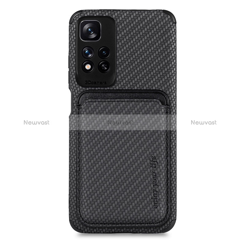 Ultra-thin Silicone Gel Soft Case Cover with Magnetic S04D for Xiaomi Poco X4 NFC Black