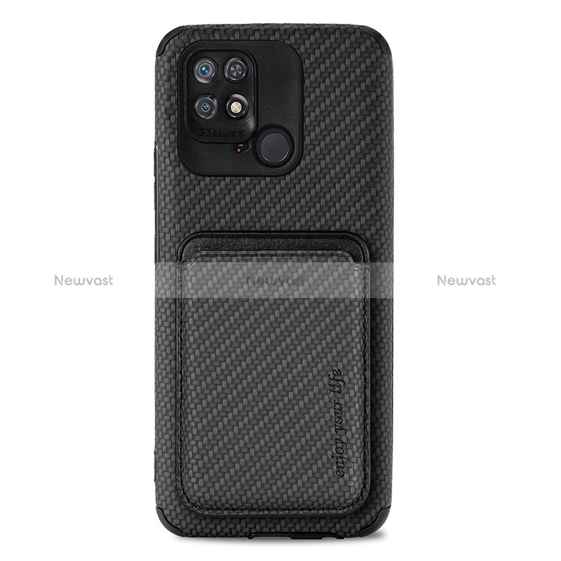 Ultra-thin Silicone Gel Soft Case Cover with Magnetic S04D for Xiaomi Redmi 10 India Black