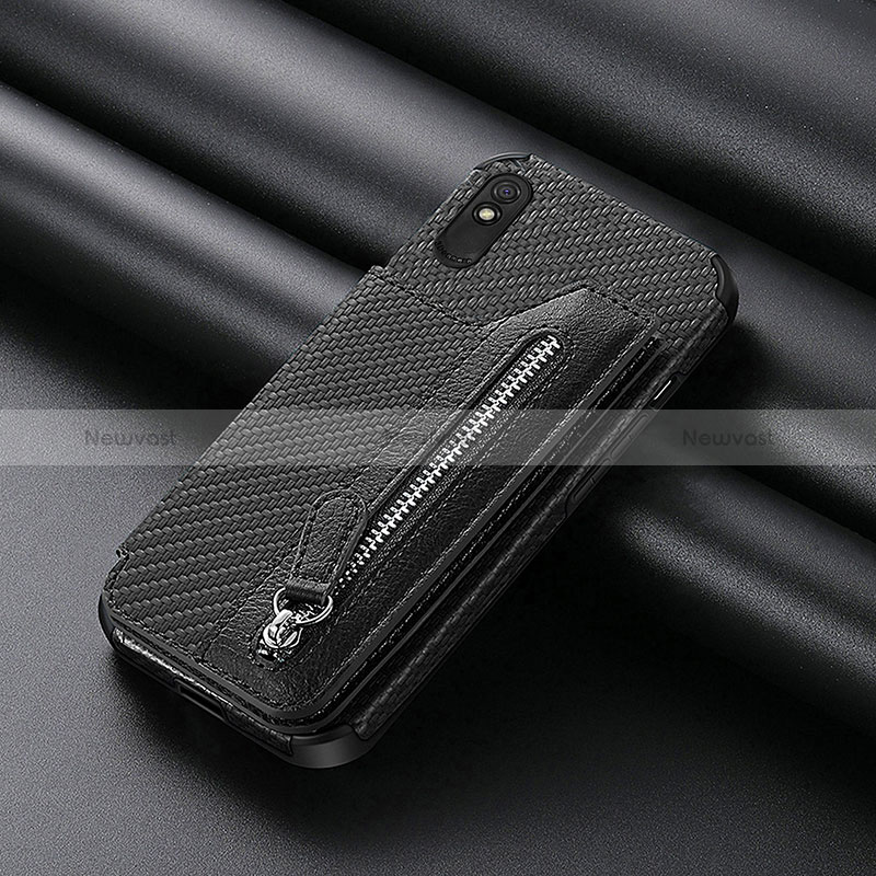 Ultra-thin Silicone Gel Soft Case Cover with Magnetic S04D for Xiaomi Redmi 9AT Black