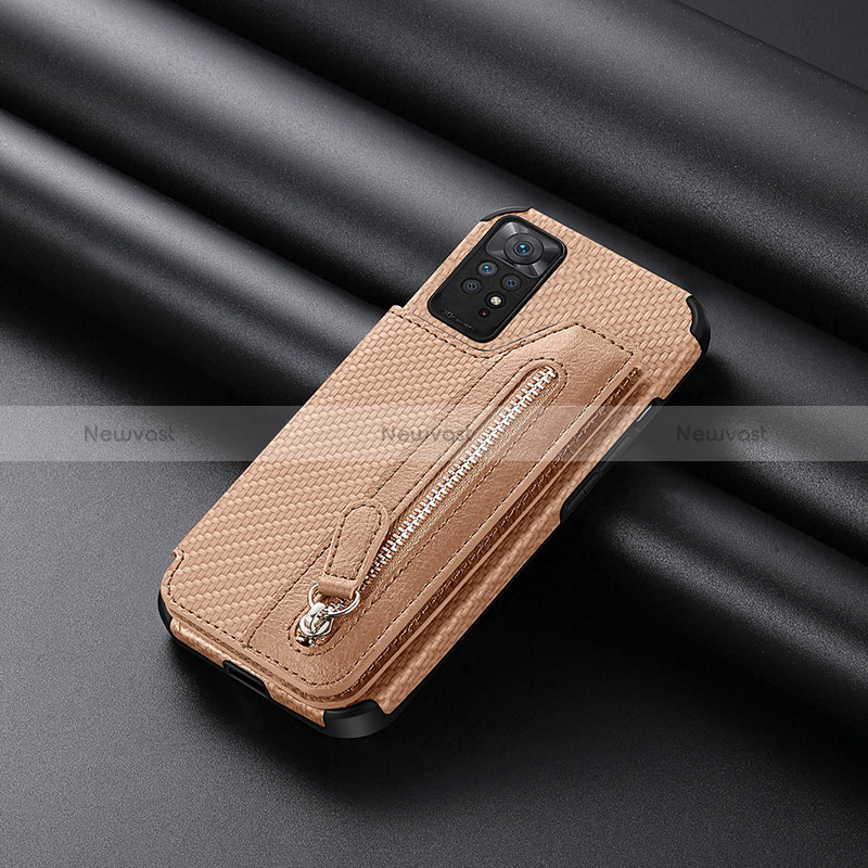 Ultra-thin Silicone Gel Soft Case Cover with Magnetic S04D for Xiaomi Redmi Note 11 Pro 4G Gold