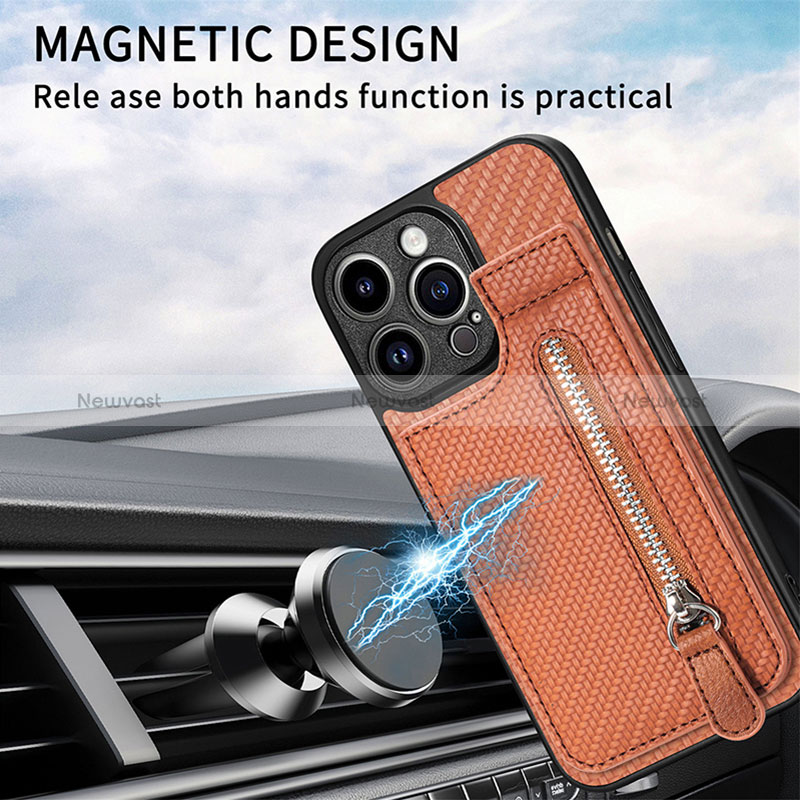 Ultra-thin Silicone Gel Soft Case Cover with Magnetic S05D for Apple iPhone 15 Pro