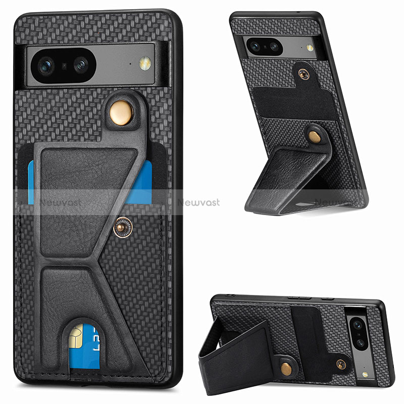 Ultra-thin Silicone Gel Soft Case Cover with Magnetic S05D for Google Pixel 7a 5G Black