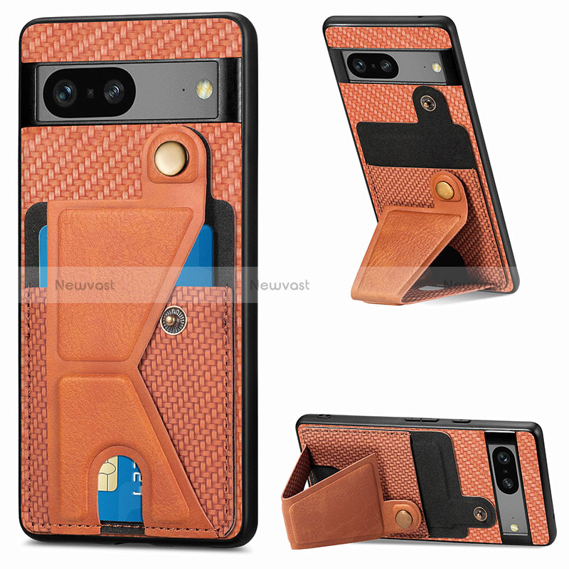 Ultra-thin Silicone Gel Soft Case Cover with Magnetic S05D for Google Pixel 7a 5G Brown