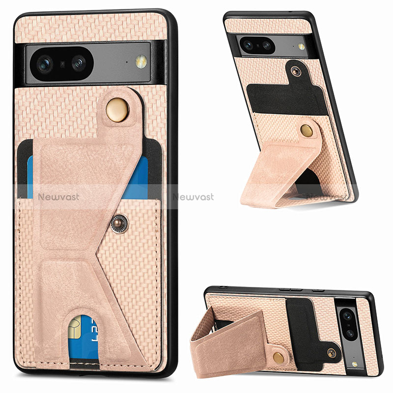 Ultra-thin Silicone Gel Soft Case Cover with Magnetic S05D for Google Pixel 7a 5G Gold