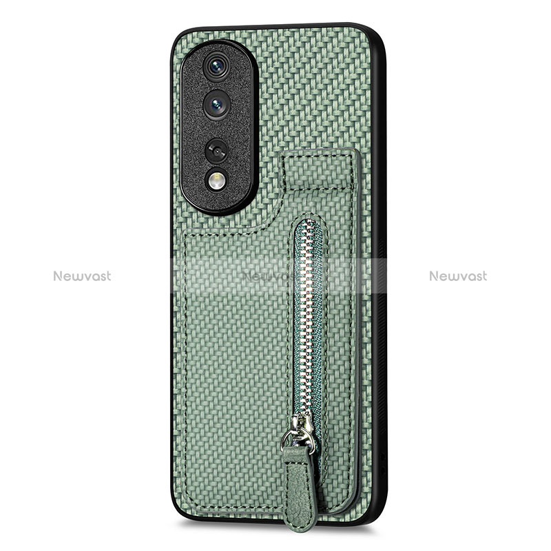 Ultra-thin Silicone Gel Soft Case Cover with Magnetic S05D for Huawei Honor 80 Pro 5G Green