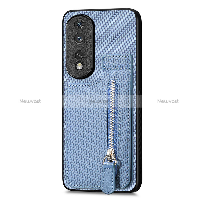 Ultra-thin Silicone Gel Soft Case Cover with Magnetic S05D for Huawei Honor 80 Pro Flat 5G Blue