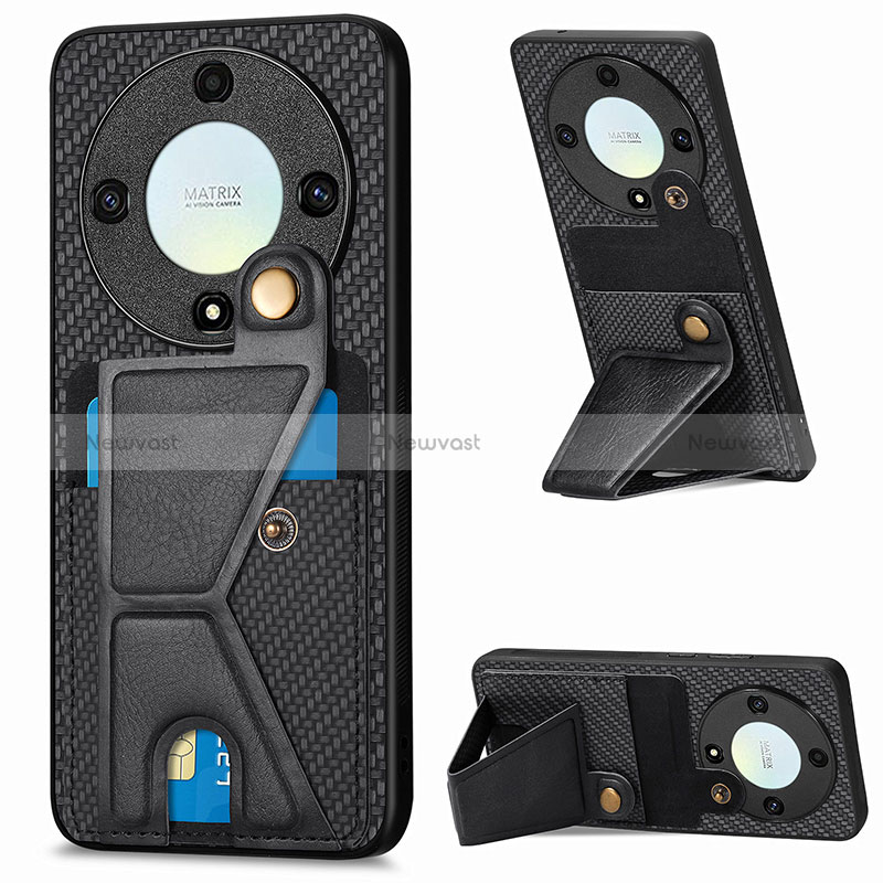 Ultra-thin Silicone Gel Soft Case Cover with Magnetic S05D for Huawei Honor Magic5 Lite 5G Black