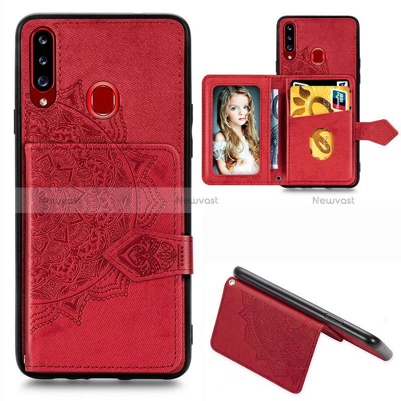 Ultra-thin Silicone Gel Soft Case Cover with Magnetic S05D for Samsung Galaxy A20s Red