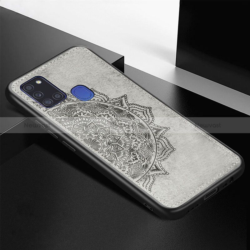 Ultra-thin Silicone Gel Soft Case Cover with Magnetic S05D for Samsung Galaxy A21s Gray