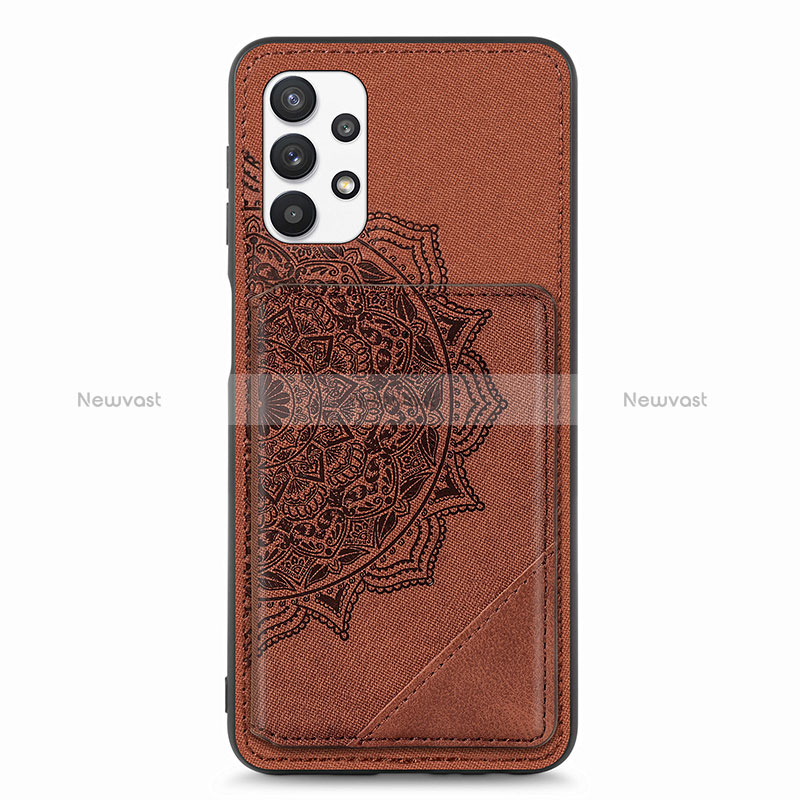 Ultra-thin Silicone Gel Soft Case Cover with Magnetic S05D for Samsung Galaxy A32 4G Brown