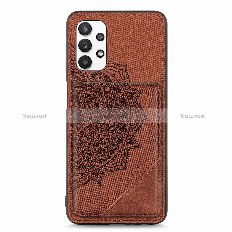 Ultra-thin Silicone Gel Soft Case Cover with Magnetic S05D for Samsung Galaxy A32 5G Brown