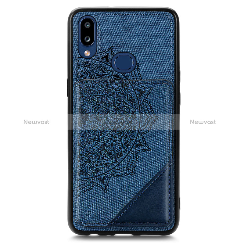 Ultra-thin Silicone Gel Soft Case Cover with Magnetic S05D for Samsung Galaxy M01s Blue