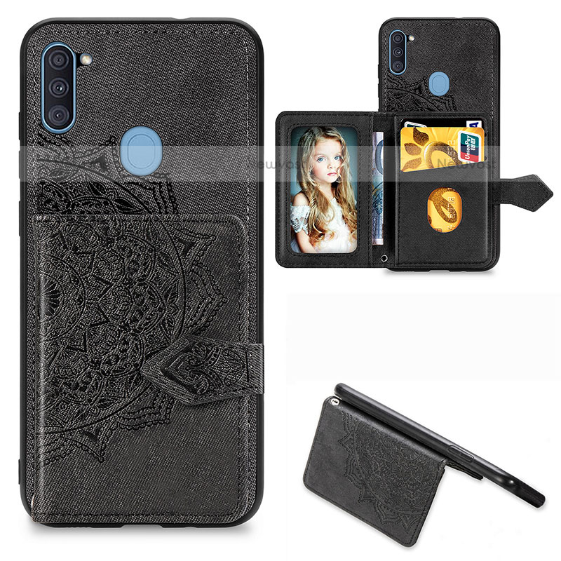 Ultra-thin Silicone Gel Soft Case Cover with Magnetic S05D for Samsung Galaxy M11 Black