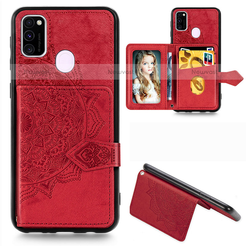 Ultra-thin Silicone Gel Soft Case Cover with Magnetic S05D for Samsung Galaxy M30s Red