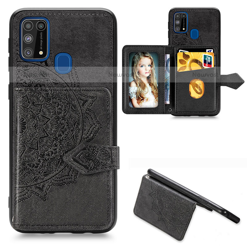 Ultra-thin Silicone Gel Soft Case Cover with Magnetic S05D for Samsung Galaxy M31 Black