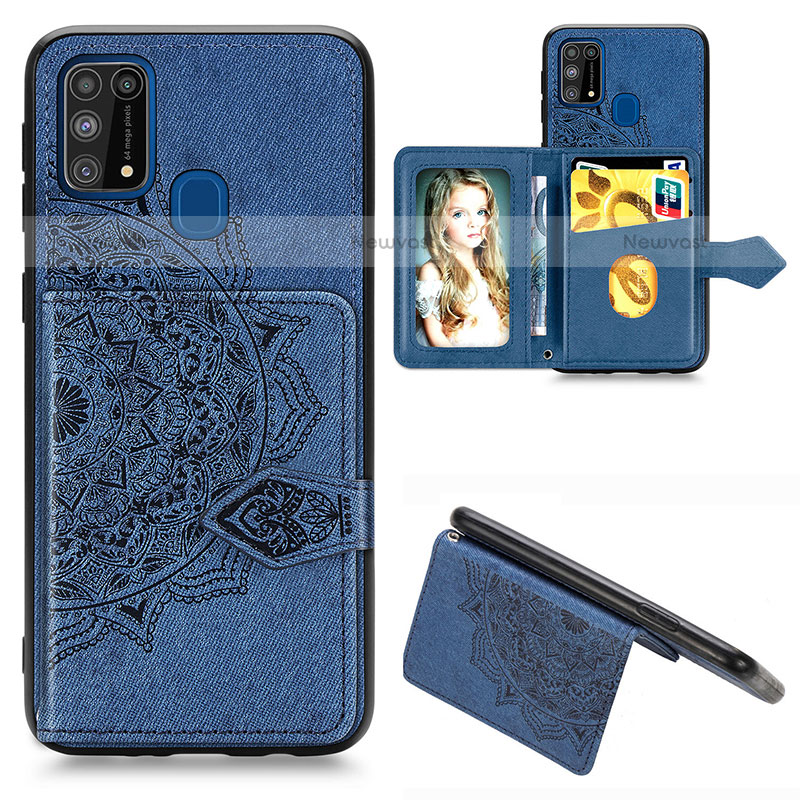 Ultra-thin Silicone Gel Soft Case Cover with Magnetic S05D for Samsung Galaxy M31 Blue