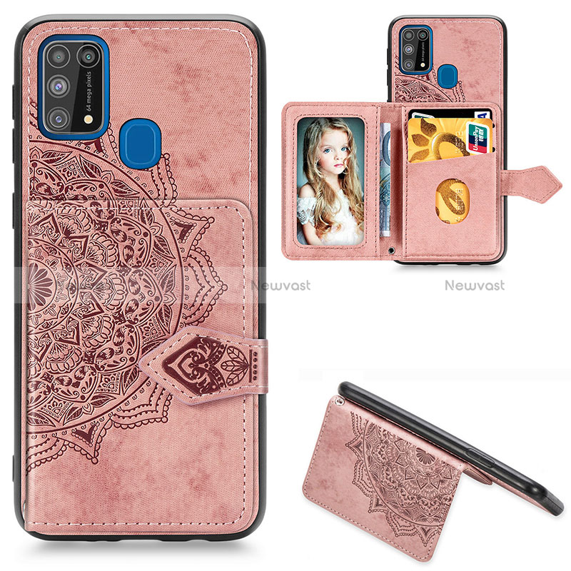 Ultra-thin Silicone Gel Soft Case Cover with Magnetic S05D for Samsung Galaxy M31 Prime Edition Rose Gold