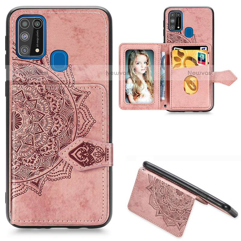 Ultra-thin Silicone Gel Soft Case Cover with Magnetic S05D for Samsung Galaxy M31 Rose Gold