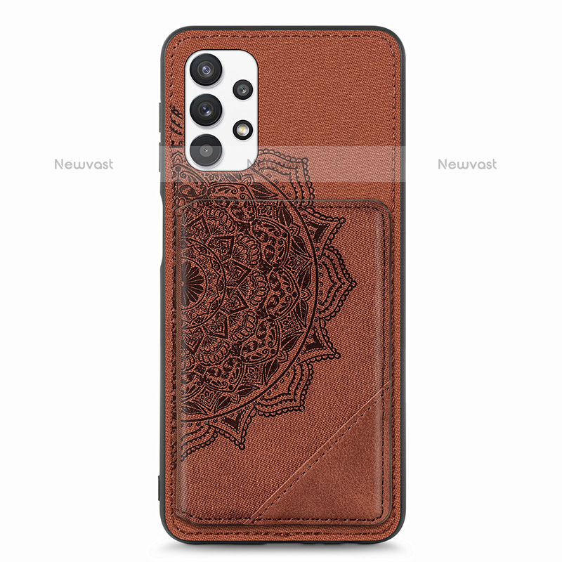 Ultra-thin Silicone Gel Soft Case Cover with Magnetic S05D for Samsung Galaxy M32 5G Brown