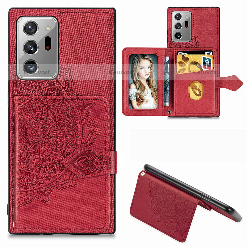 Ultra-thin Silicone Gel Soft Case Cover with Magnetic S05D for Samsung Galaxy Note 20 Ultra 5G Red