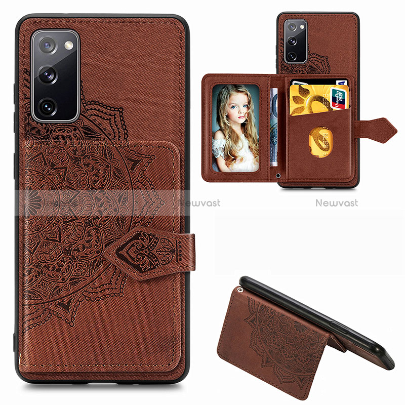 Ultra-thin Silicone Gel Soft Case Cover with Magnetic S05D for Samsung Galaxy S20 Lite 5G Brown