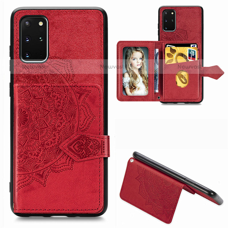 Ultra-thin Silicone Gel Soft Case Cover with Magnetic S05D for Samsung Galaxy S20 Plus Red