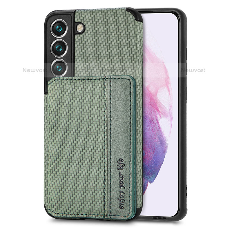 Ultra-thin Silicone Gel Soft Case Cover with Magnetic S05D for Samsung Galaxy S21 FE 5G Green