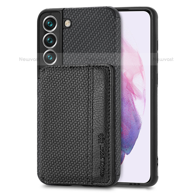 Ultra-thin Silicone Gel Soft Case Cover with Magnetic S05D for Samsung Galaxy S21 Plus 5G Black