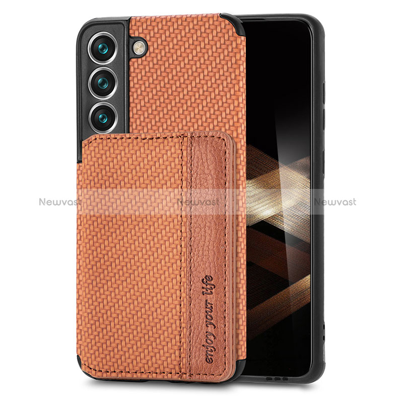 Ultra-thin Silicone Gel Soft Case Cover with Magnetic S05D for Samsung Galaxy S24 5G Brown