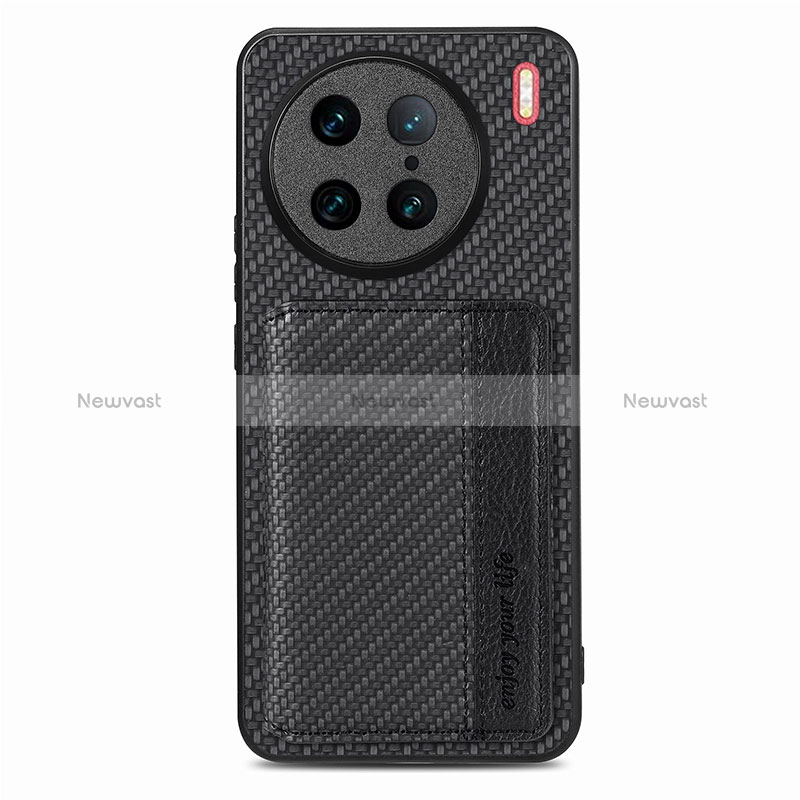 Ultra-thin Silicone Gel Soft Case Cover with Magnetic S05D for Vivo X90 Pro 5G Black