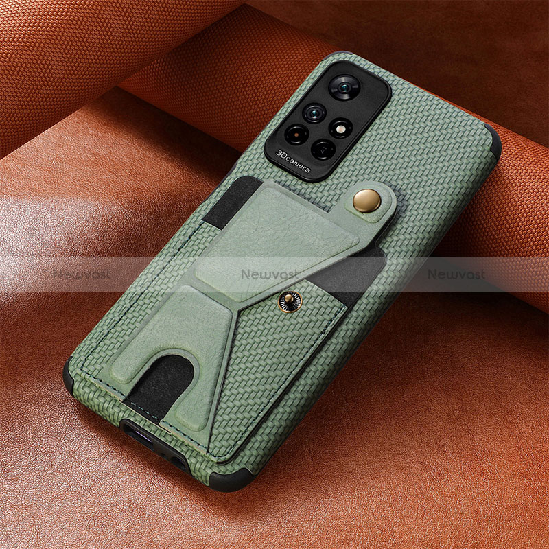 Ultra-thin Silicone Gel Soft Case Cover with Magnetic S05D for Xiaomi Poco M4 Pro 5G Gold