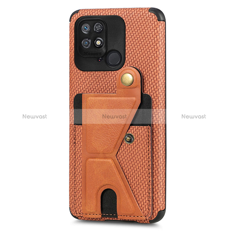 Ultra-thin Silicone Gel Soft Case Cover with Magnetic S05D for Xiaomi Redmi 10 Power Brown