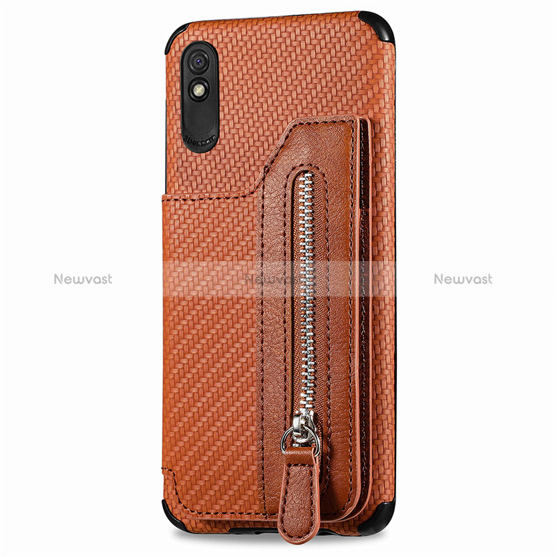 Ultra-thin Silicone Gel Soft Case Cover with Magnetic S05D for Xiaomi Redmi 9A Brown